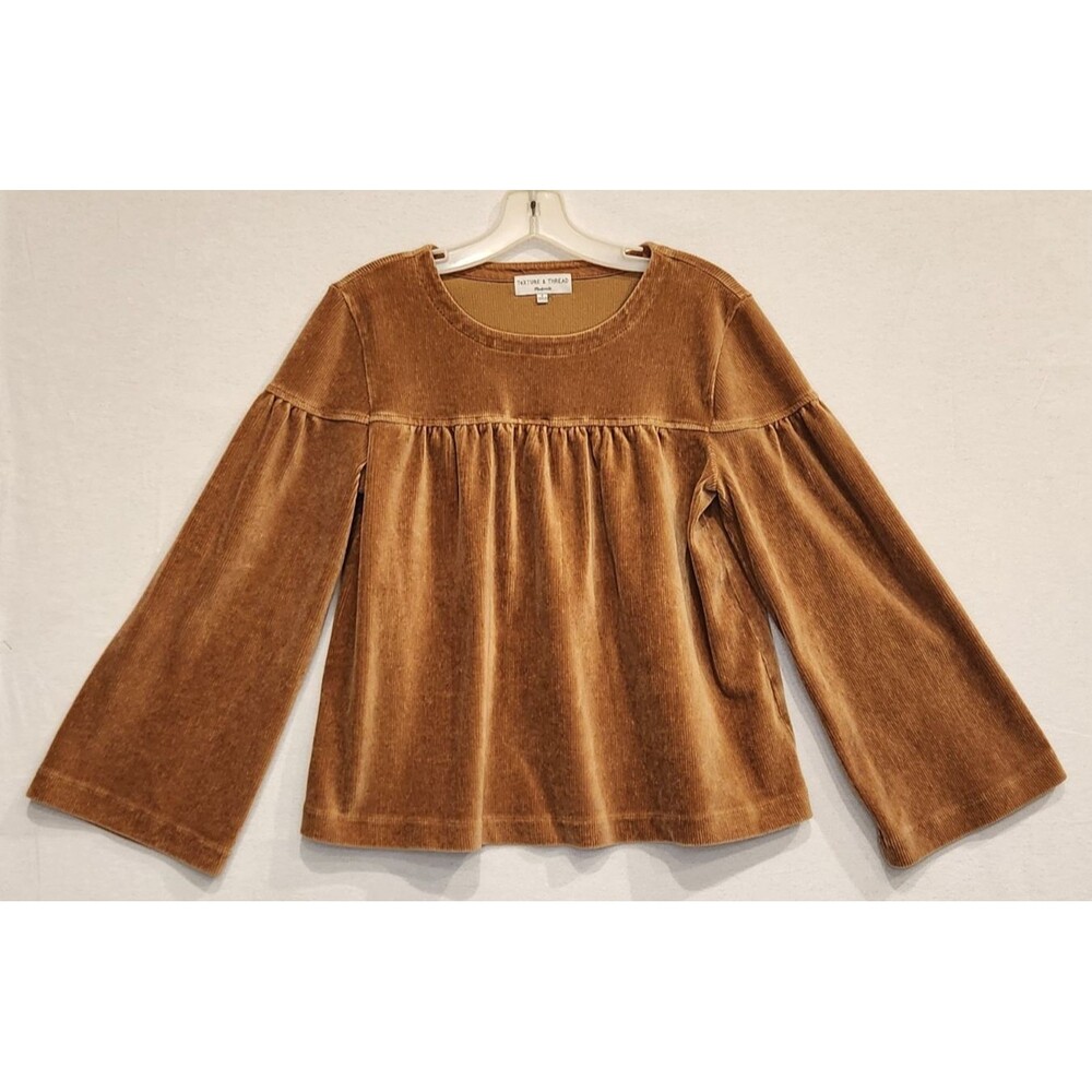 Madewell Texture & Thread Corduroy Babydoll Swing Top Flare Sleeve Boho Small